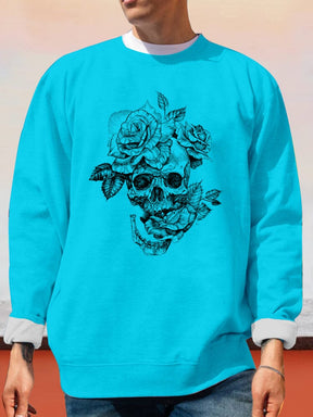 Casual Skulls Graphic Sweatshirt Hoodies coofandy Blue S 