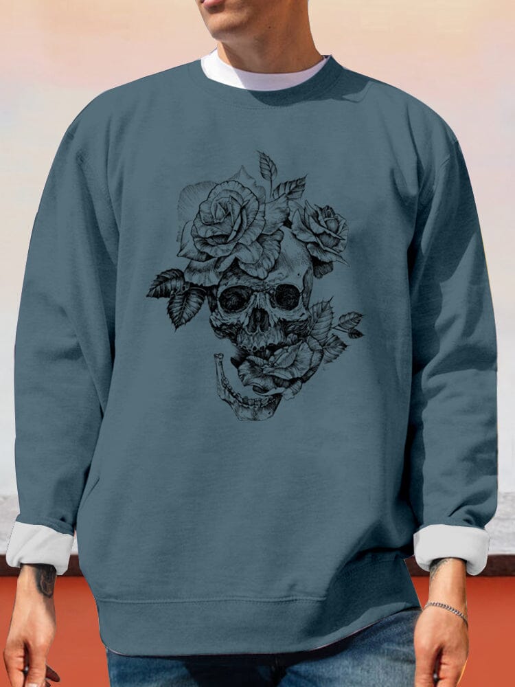 Casual Skulls Graphic Sweatshirt Hoodies coofandy Grey S 