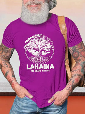 Casual Lahaina Graphic T-shirt T-shirt coofandy Purple S 