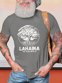 Casual Lahaina Graphic T-shirt T-shirt coofandy Grey S 
