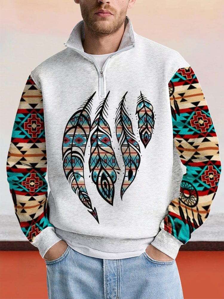 Casual Printed Zipper Sweatshirt Hoodies coofandy PAT10 S 