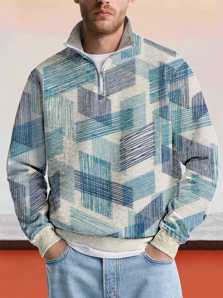 Casual Printed Zipper Sweatshirt Hoodies coofandy PAT11 S 