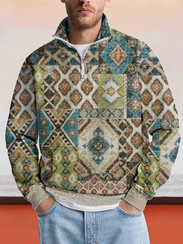 Casual Printed Zipper Sweatshirt Hoodies coofandy PAT5 S 