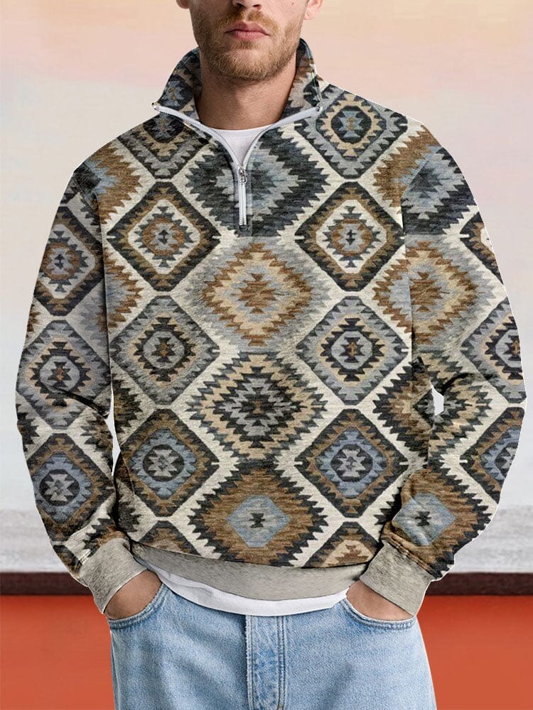 Casual Printed Zipper Sweatshirt Hoodies coofandy PAT6 S 