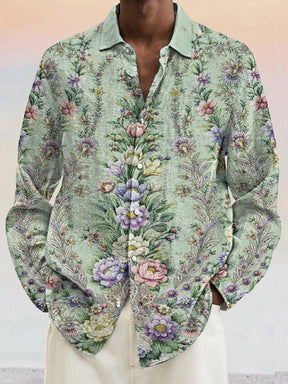Cozy Floral Cotton Linen Shirt