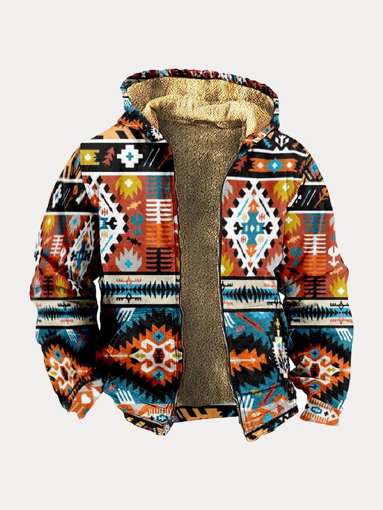 Abstract Graphic Hooded Jacket Jackets coofandy PAT2 S 
