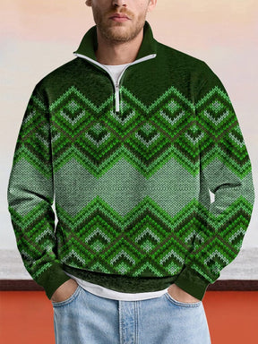 Cozy Diamond Pattern Sweatshirt Hoodies coofandy Green S 