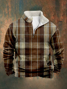 Vintage Comfy Plaid Sweatshirt Hoodies coofandy PAT2 S 