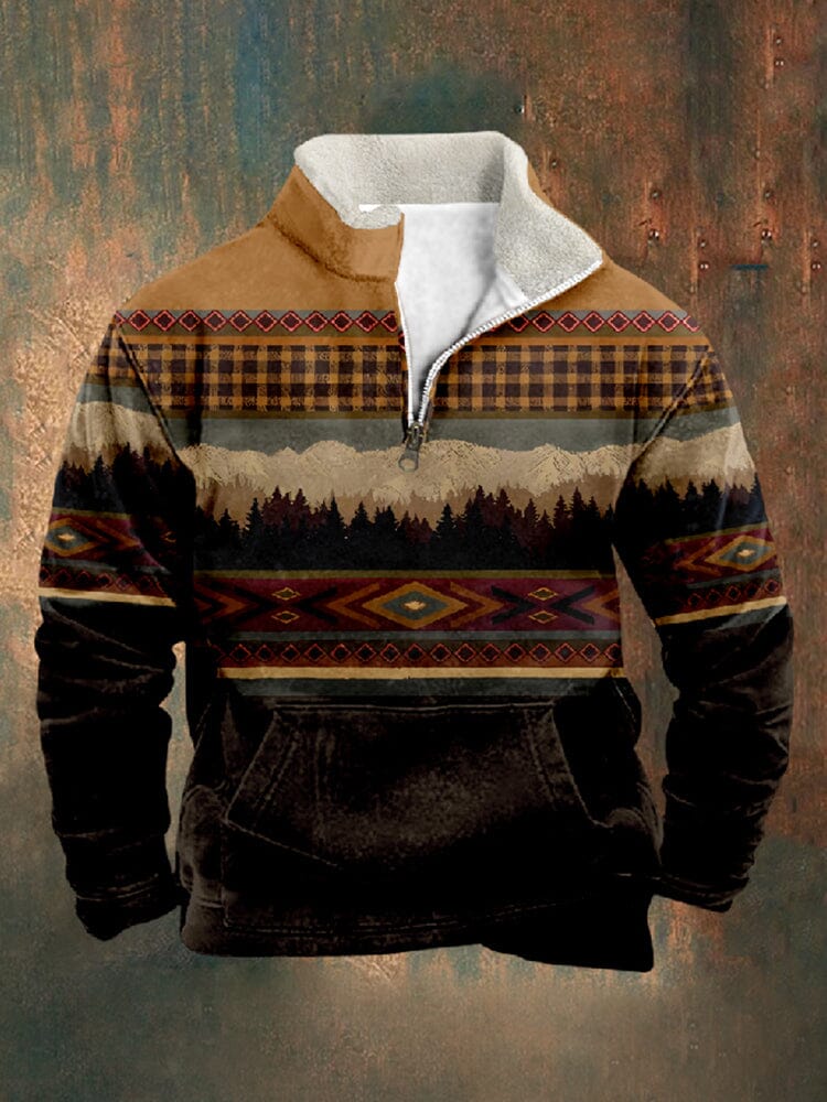 Western Vintage Print Pullover Sweatshirt Hoodies coofandy PAT1 S 