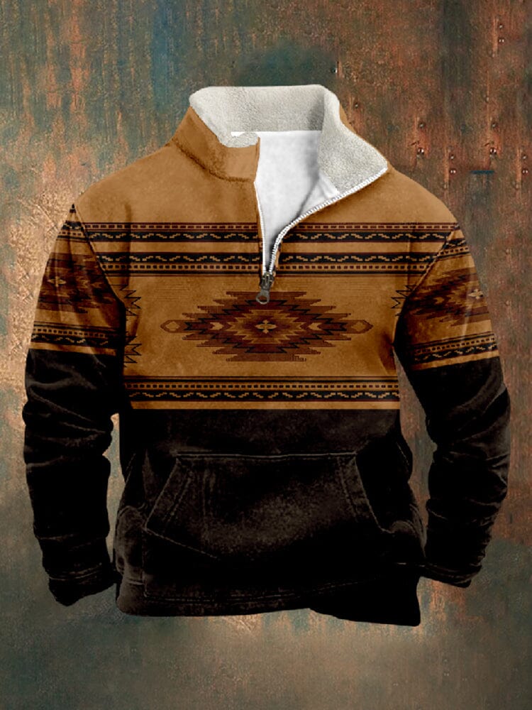 Western Vintage Print Pullover Sweatshirt Hoodies coofandy PAT6 S 