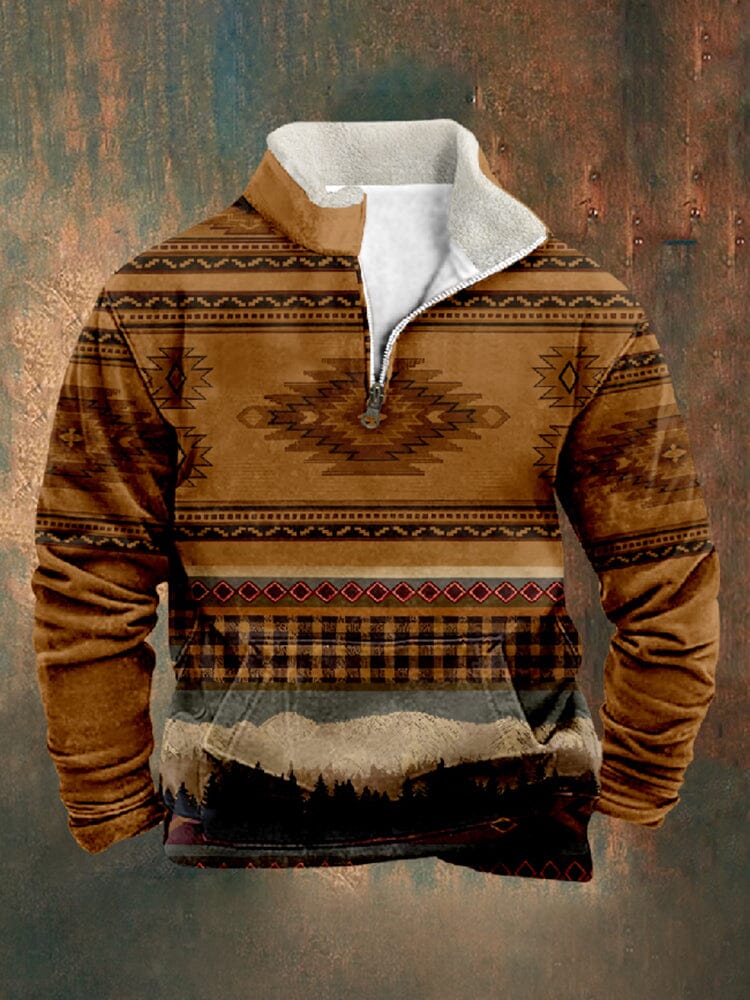 Western Vintage Print Pullover Sweatshirt Hoodies coofandy PAT7 S 
