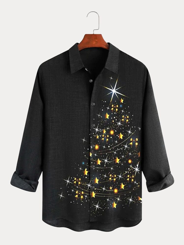 Christmas Shining Star Printed Shirt Shirts coofandy 