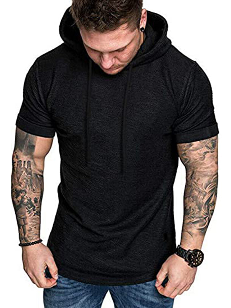 Casual Solid Short Sleeves Sports Hoodie (US Only)